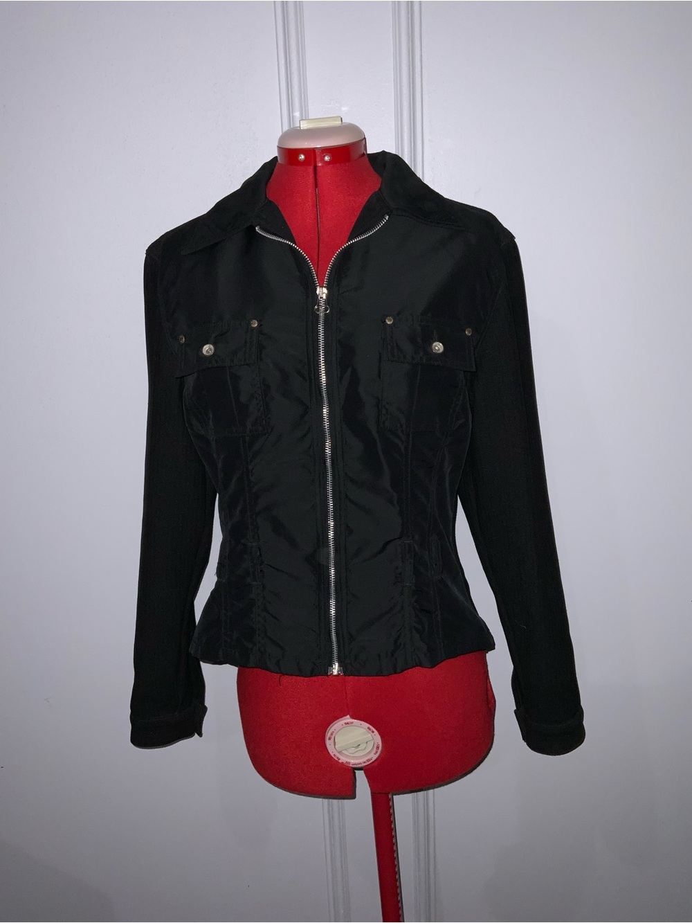 Y2K Z. Cavaricci Modern Basics Black Zip-Front Utility Jacket size medium